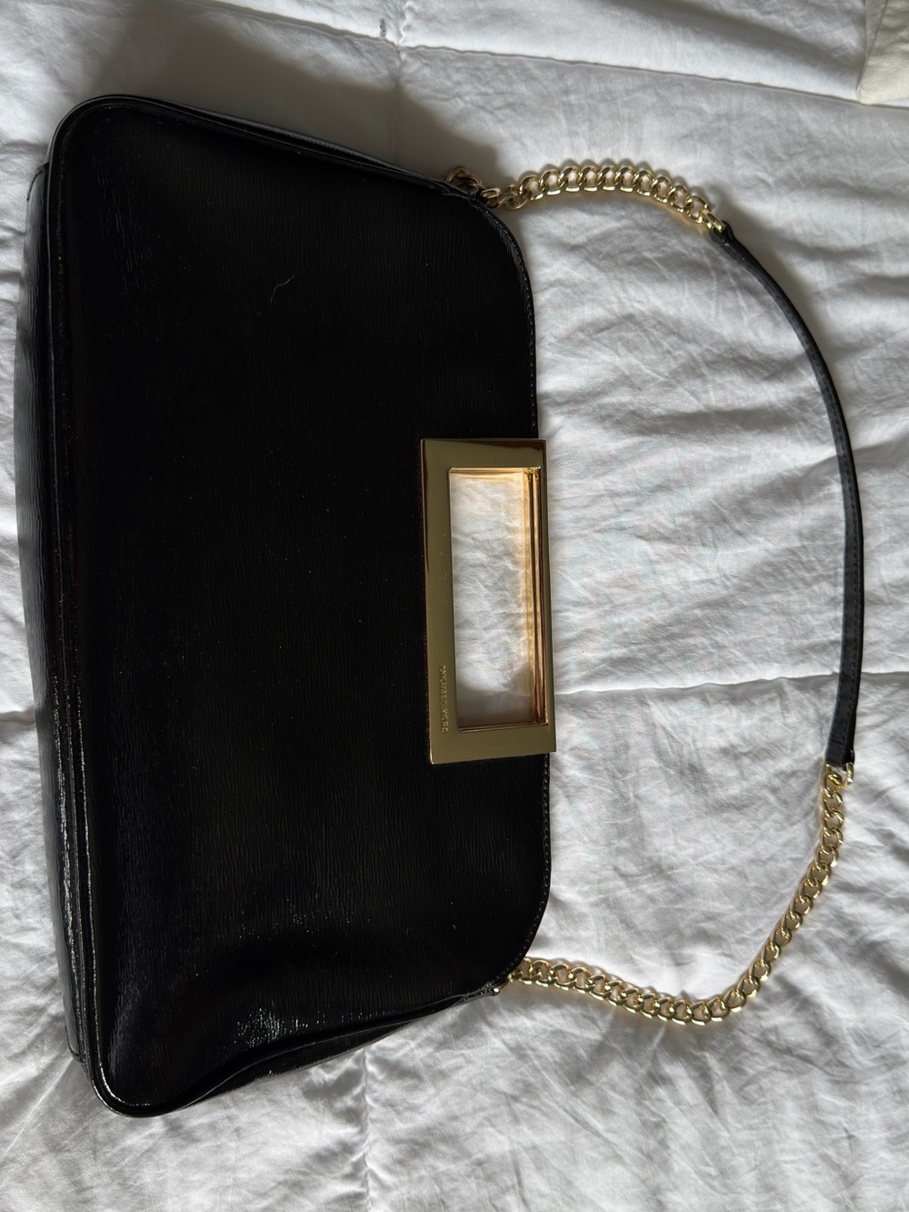 Michael Kors - Women's Black Chain Handle Shoulder Bag - Gold Hardware